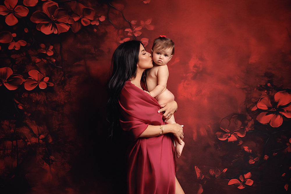Romantic Red Blossoms (sweep options) - HSD Photography Backdrops