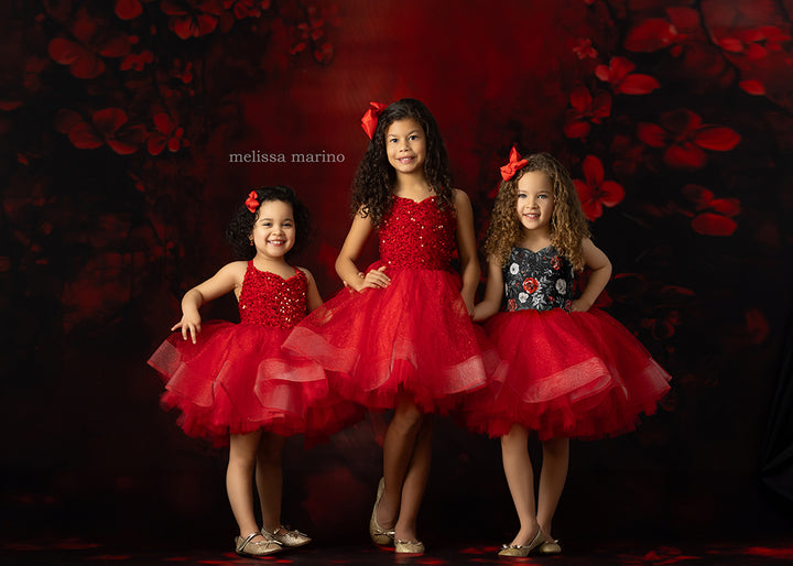 Romantic Red Blossoms (sweep options) - HSD Photography Backdrops