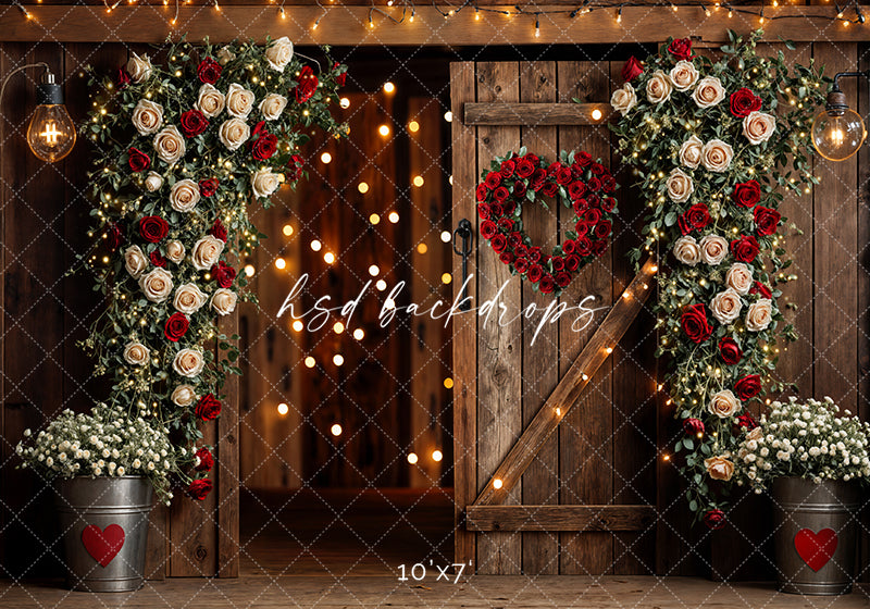 Rustic Valentine's Day Door (sweep options) - HSD Photography Backdrops