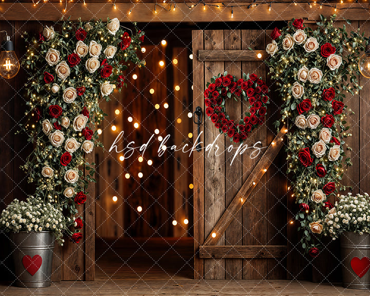 Rustic Valentine's Day Door (sweep options) - HSD Photography Backdrops