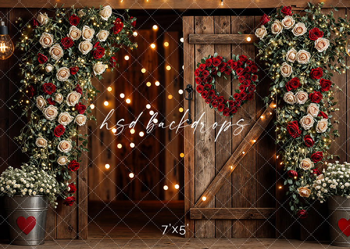 Rustic Valentine's Day Door (sweep options) - HSD Photography Backdrops