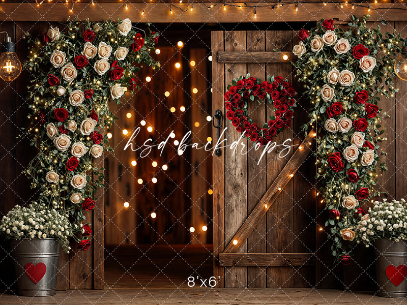 Rustic Valentine's Day Door (sweep options) - HSD Photography Backdrops