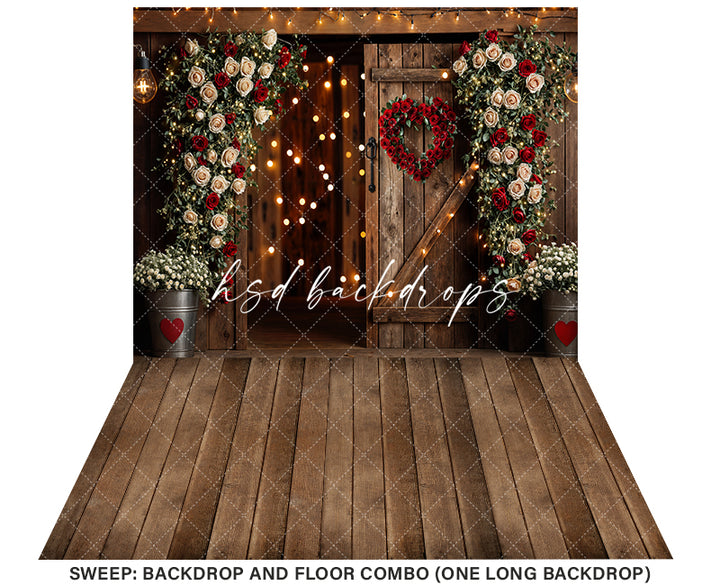 Rustic Valentine's Day Door (sweep options) - HSD Photography Backdrops