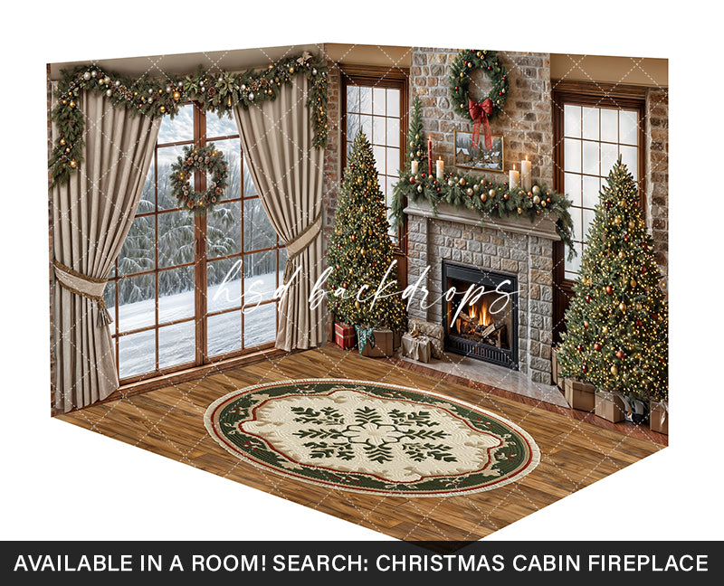 Christmas Cabin Window (sweep options) - HSD Photography Backdrops