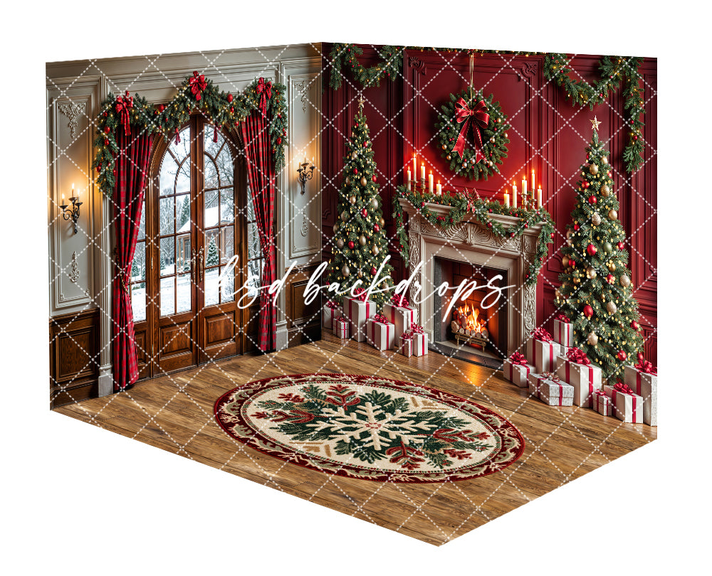 Crimson Christmas Fireplace Room - CHS74152