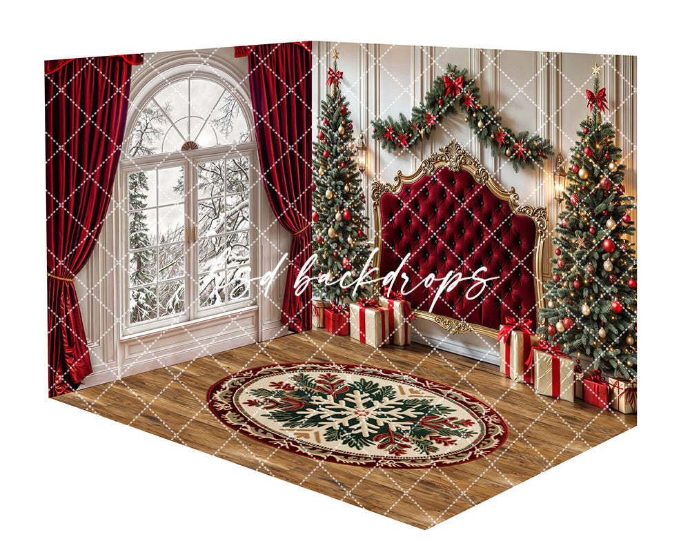 Red Gilded Christmas Headboard Room - CHS74732