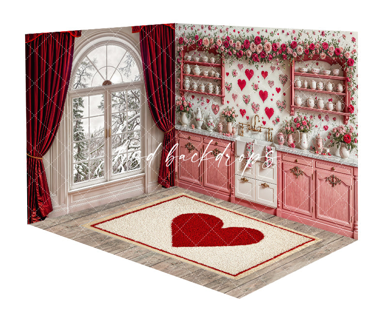 Valentine's Day Room - VD32829 Pink Kitchen - HSD Photography Backdrops