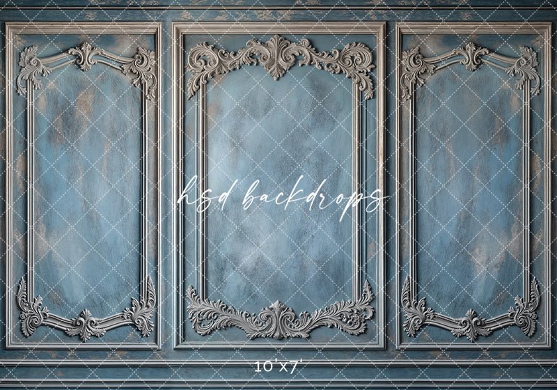 Blue Victorian Wainscot Wall (sweep options) - HSD Photography Backdrops