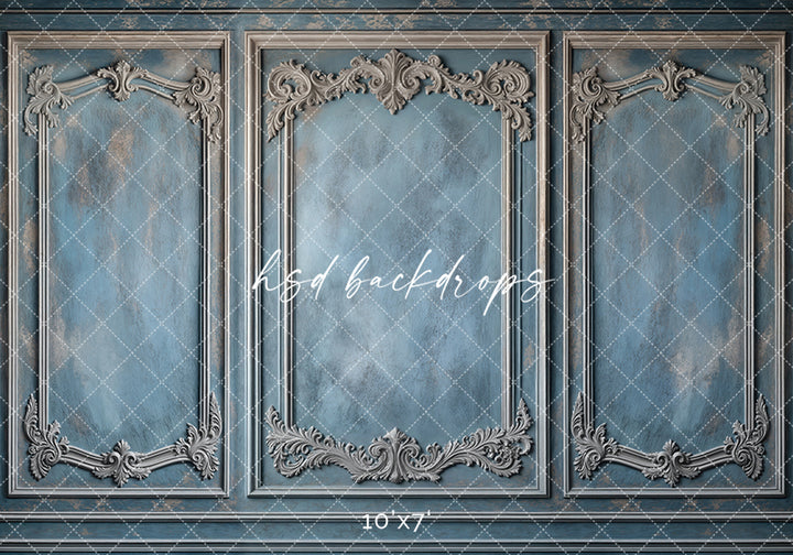 Blue Victorian Wainscot Wall (sweep options) - HSD Photography Backdrops