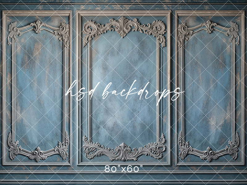 Blue Victorian Wainscot Wall (sweep options) - HSD Photography Backdrops