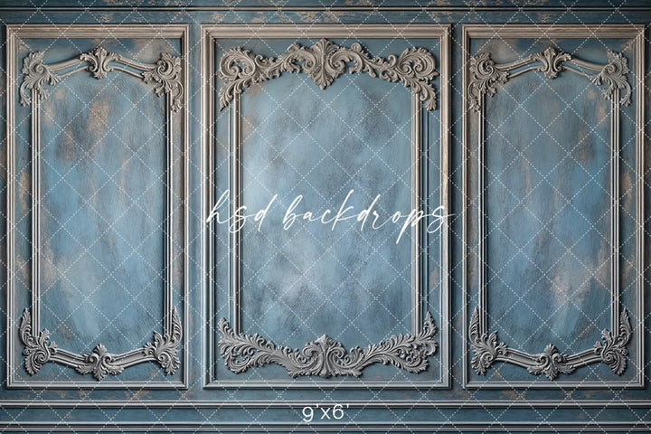 Blue Victorian Wainscot Wall (sweep options) - HSD Photography Backdrops