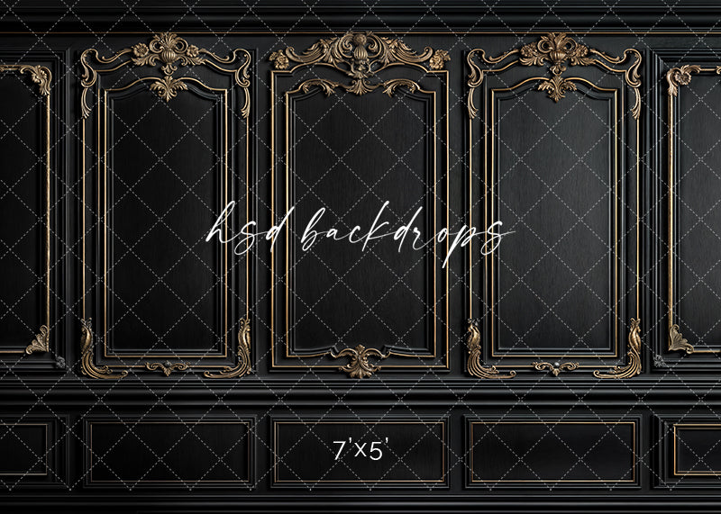 Black & Gold Wainscot Wall (sweep options) - HSD Photography Backdrops