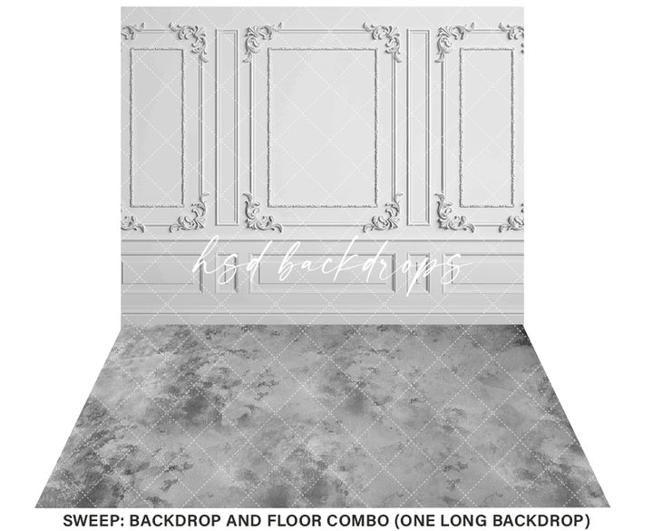 White Wainscot Wall (sweep options) - HSD Photography Backdrops