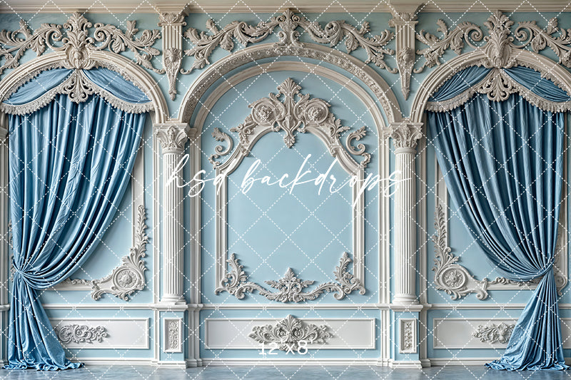 Baroque Blue Wall - HSD Photography Backdrops