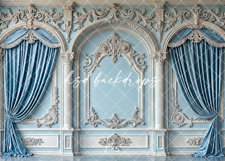 Baroque Blue Wall - HSD Photography Backdrops