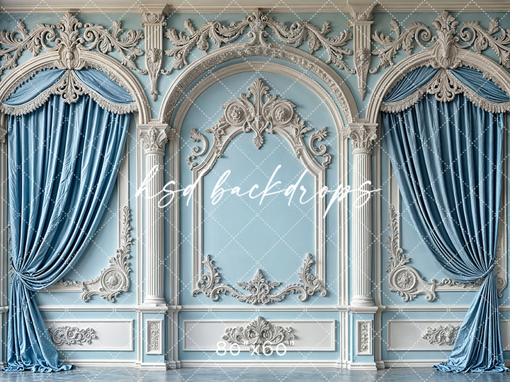 Baroque Blue Wall - HSD Photography Backdrops