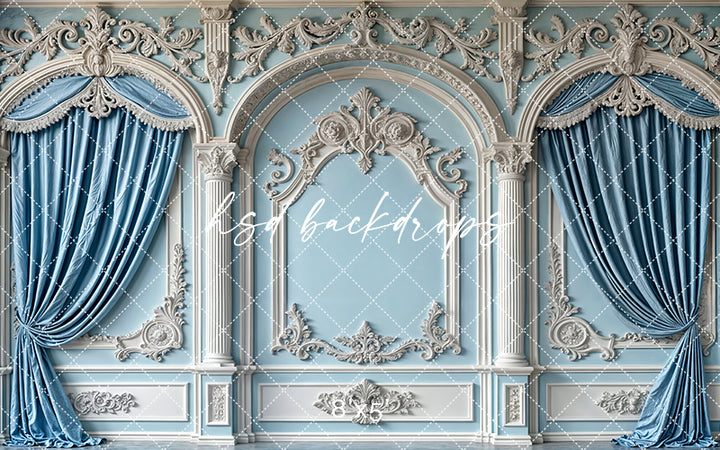 Baroque Blue Wall - HSD Photography Backdrops