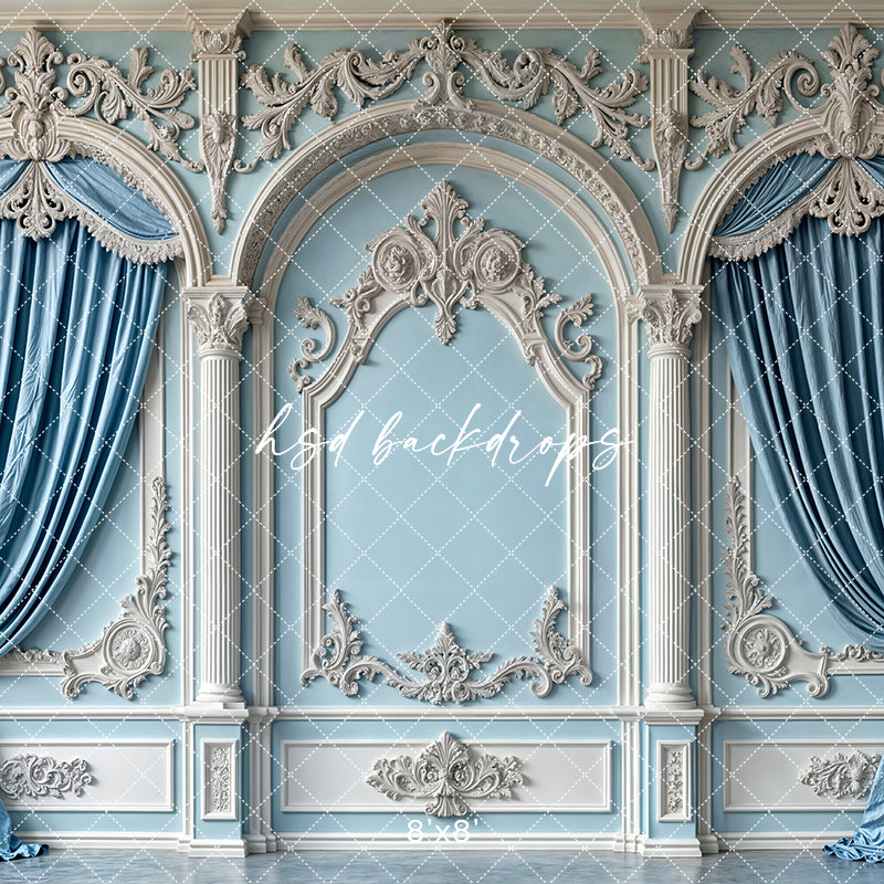 Baroque Blue Wall - HSD Photography Backdrops