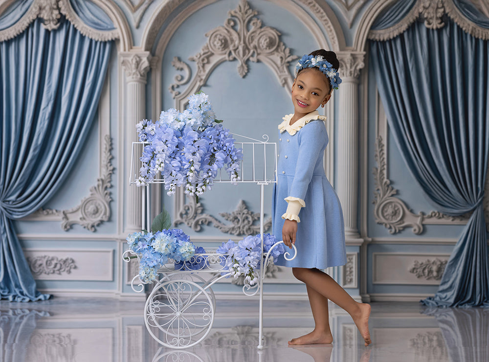 Baroque Blue Wall - HSD Photography Backdrops