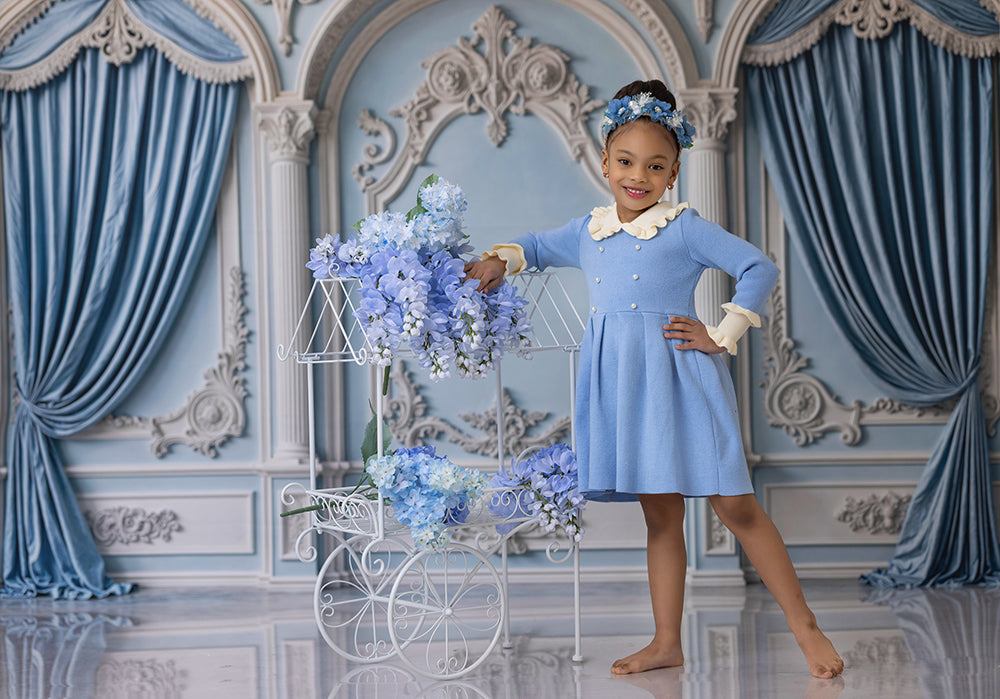 Baroque Blue Wall - HSD Photography Backdrops