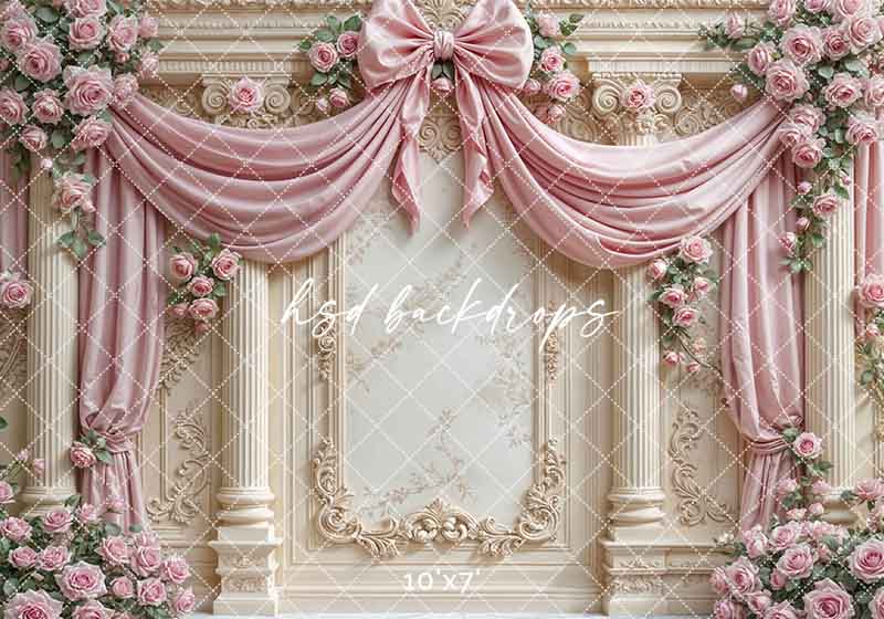 Pretty Pink Roses Regal Wall (sweep options) - HSD Photography Backdrops