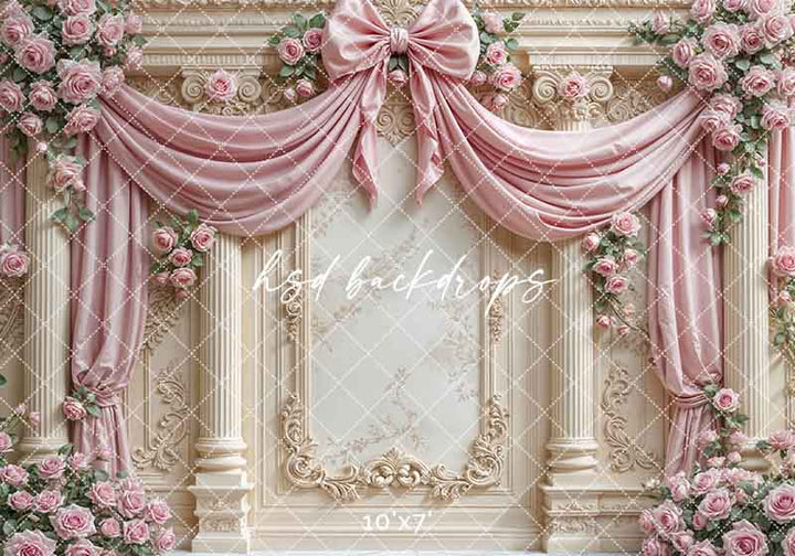 Pretty Pink Roses Regal Wall (sweep options) - HSD Photography Backdrops