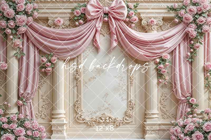 Pretty Pink Roses Regal Wall (sweep options) - HSD Photography Backdrops