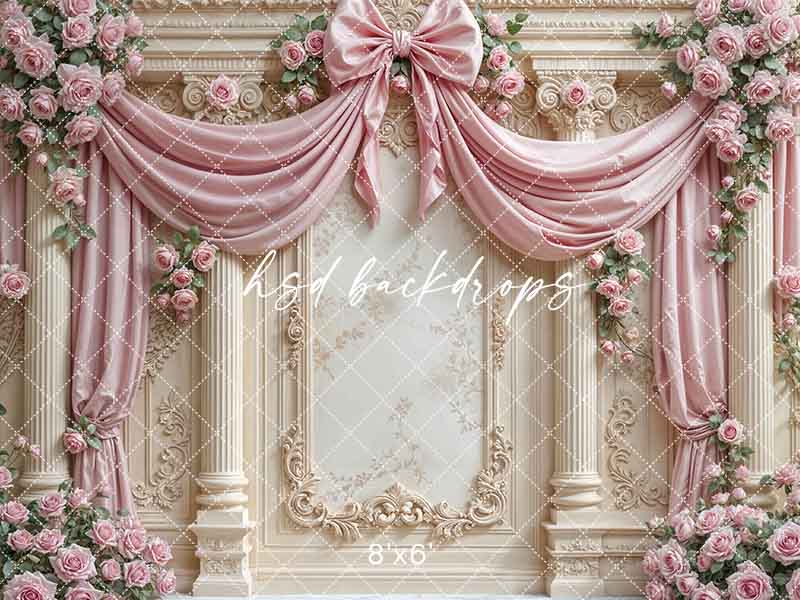 Pretty Pink Roses Regal Wall (sweep options) - HSD Photography Backdrops