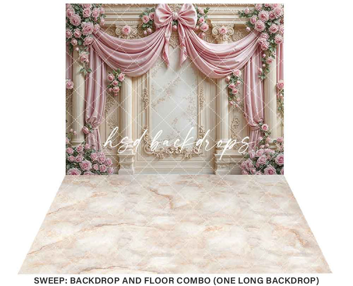 Pretty Pink Roses Regal Wall (sweep options) - HSD Photography Backdrops