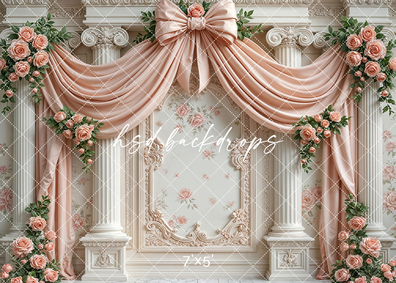 Pretty Peach Roses Regal Wall (sweep options) - HSD Photography Backdrops
