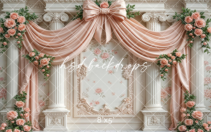 Pretty Peach Roses Regal Wall (sweep options) - HSD Photography Backdrops