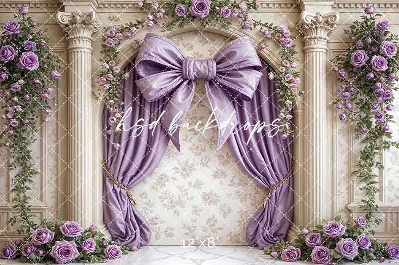Elegant Arched Purple Bow Wall (sweep options) - HSD Photography Backdrops