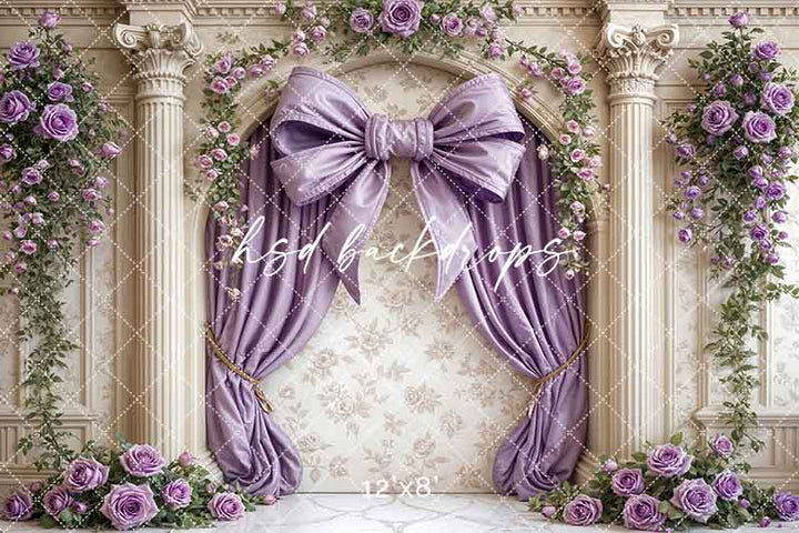 Elegant Arched Purple Bow Wall (sweep options) - HSD Photography Backdrops