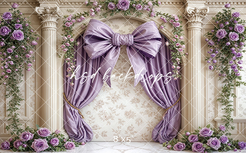 Elegant Arched Purple Bow Wall (sweep options) - HSD Photography Backdrops