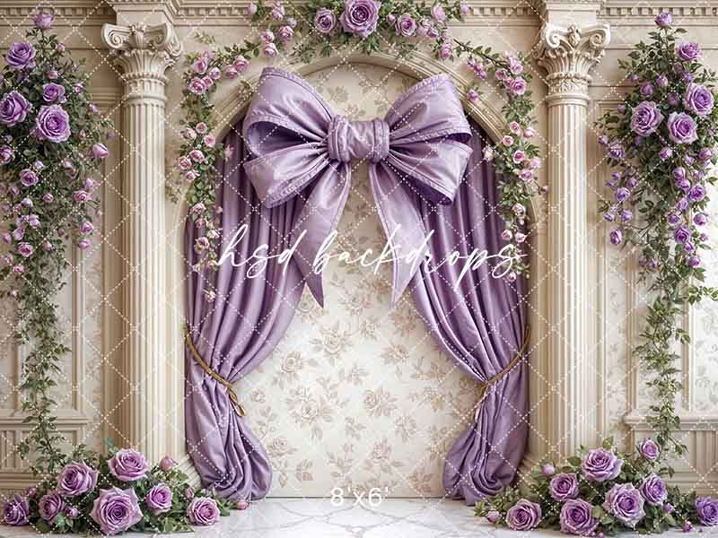 Elegant Arched Purple Bow Wall (sweep options) - HSD Photography Backdrops