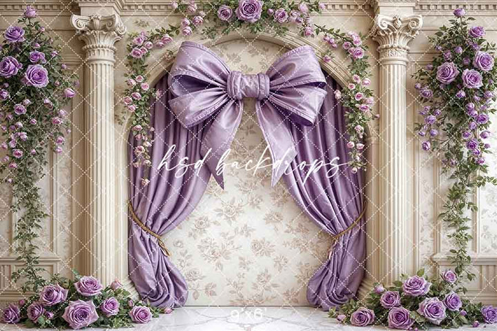 Elegant Arched Purple Bow Wall (sweep options) - HSD Photography Backdrops