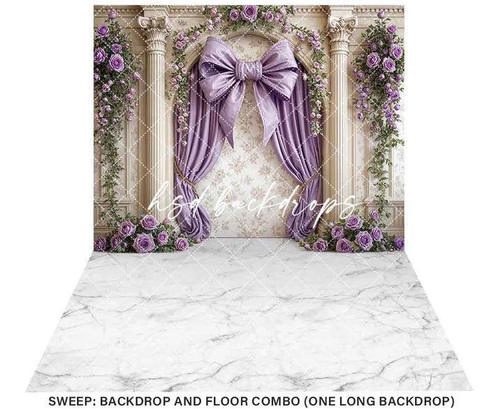Elegant Arched Purple Bow Wall (sweep options) - HSD Photography Backdrops