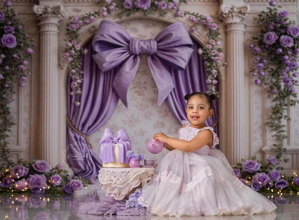 Elegant Arched Purple Bow Wall (sweep options) - HSD Photography Backdrops