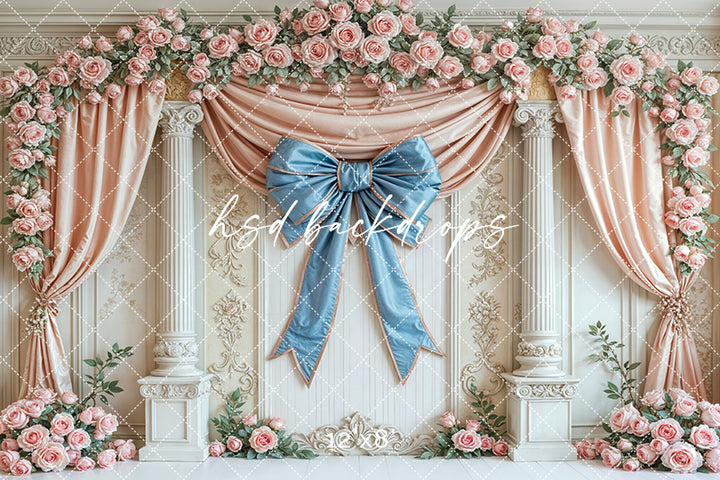 Blue & Peach Regal Wall - HSD Photography Backdrops