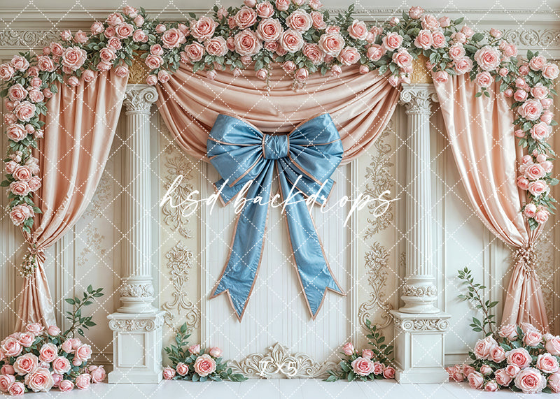 Blue & Peach Regal Wall - HSD Photography Backdrops