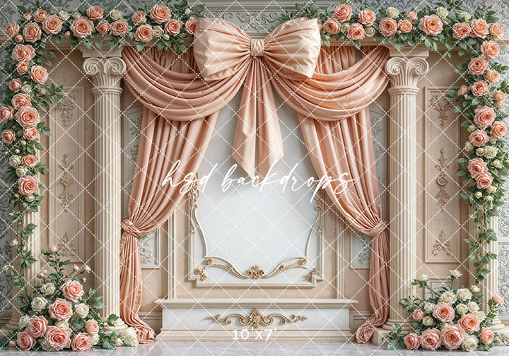 Peach Bow Victorian Wall - HSD Photography Backdrops