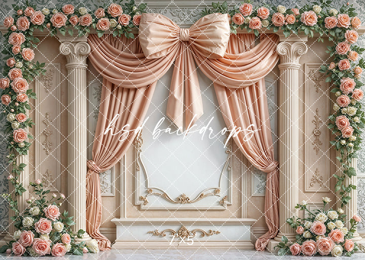 Peach Bow Victorian Wall - HSD Photography Backdrops