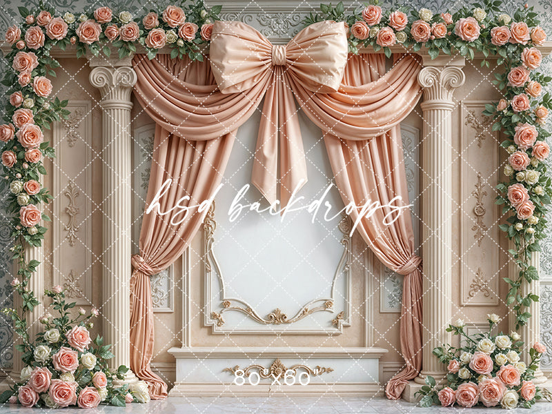 Peach Bow Victorian Wall - HSD Photography Backdrops