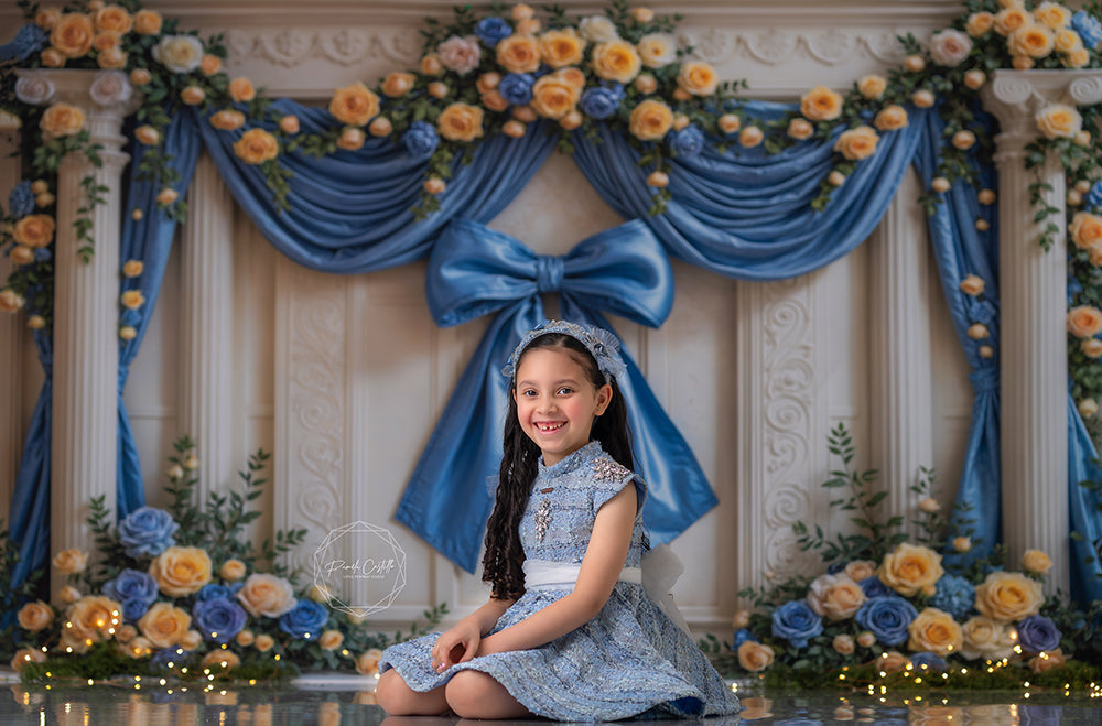 Blue & Yellow Regal Wall - HSD Photography Backdrops