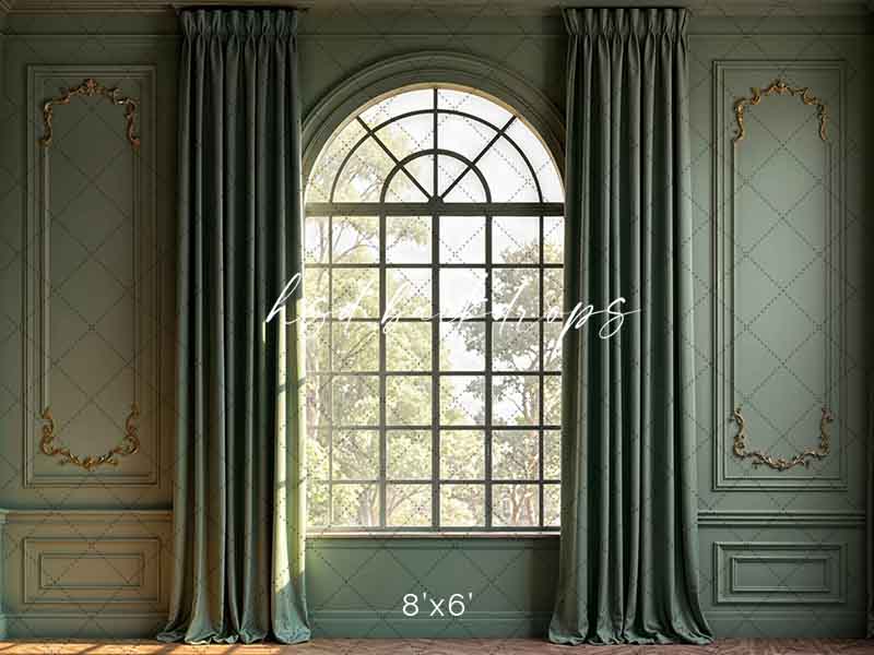 Sage Green Victorian Wall - HSD Photography Backdrops