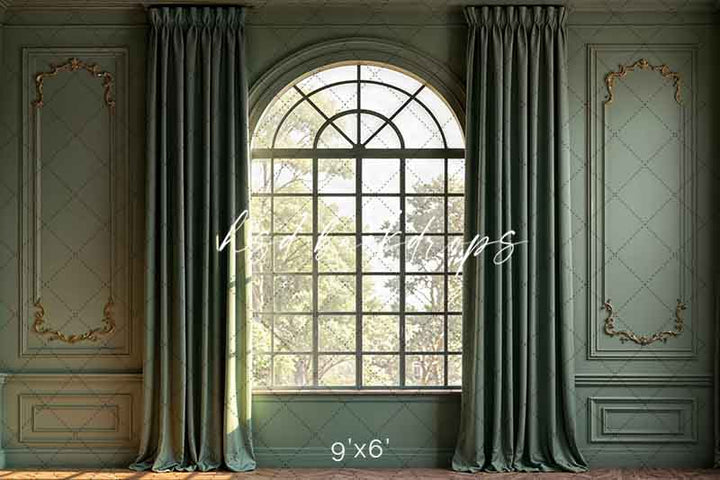 Sage Green Victorian Wall - HSD Photography Backdrops