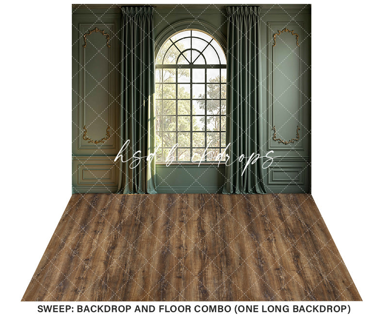 Sage Green Victorian Wall - HSD Photography Backdrops