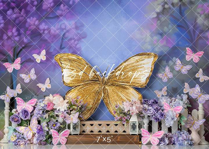 Butterfly Photo Backdrop for Birthday Cake Smash Portraits 
