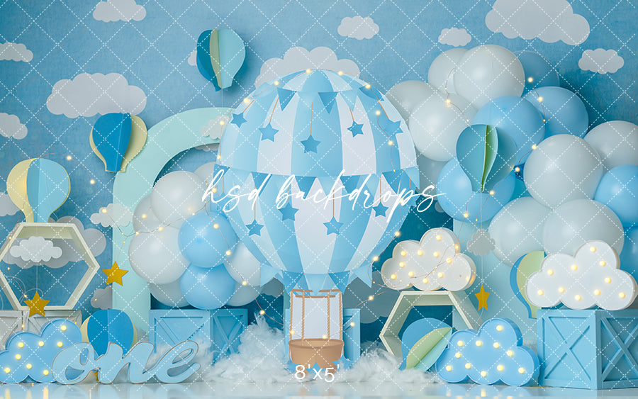 Hot Air Balloon Backdrop for Birthday Cake Smash Portraits