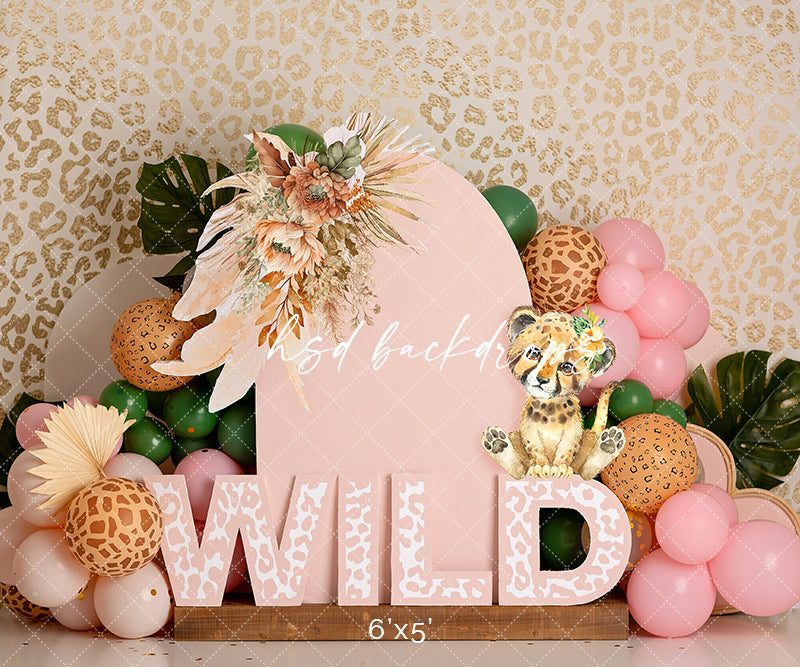 Safari Wild One Birthday Theme Backdrop For Girls Cake Smash Photos safari-wild-one-birthday-theme-backdrop-for-girls-cake-smash-photos